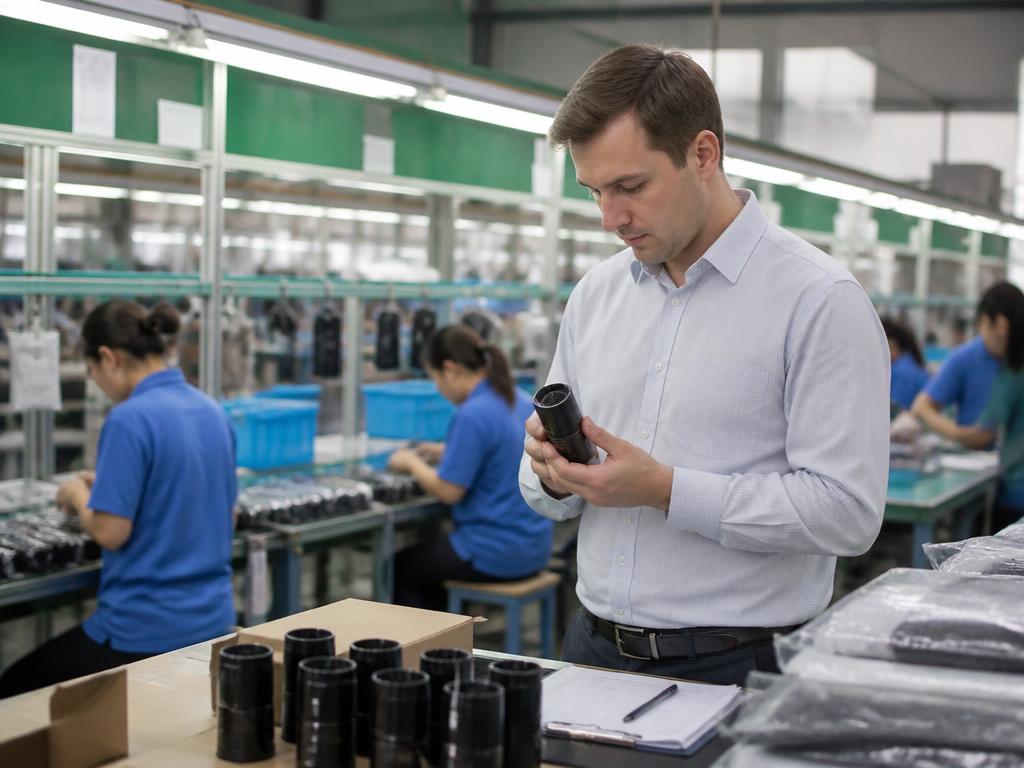 Inspector validando productos en fábrica de China